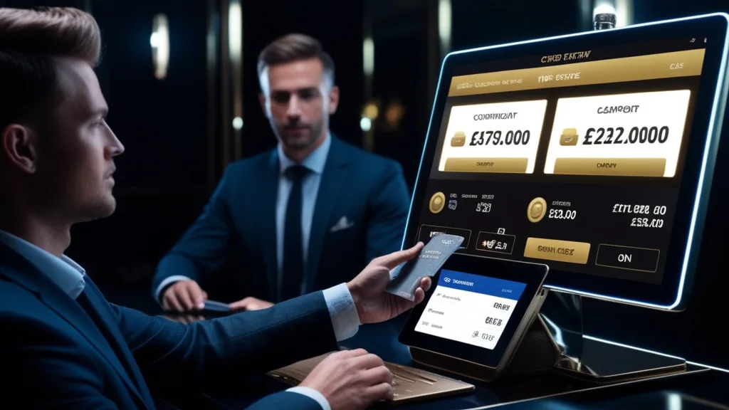 Player completing a casino deposit on a glowing cashier screen